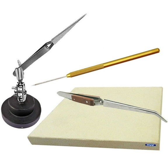Jewelry Crafts Soldering Tools Kit Ceramic Solder Board Third Hand Pick Tweezers