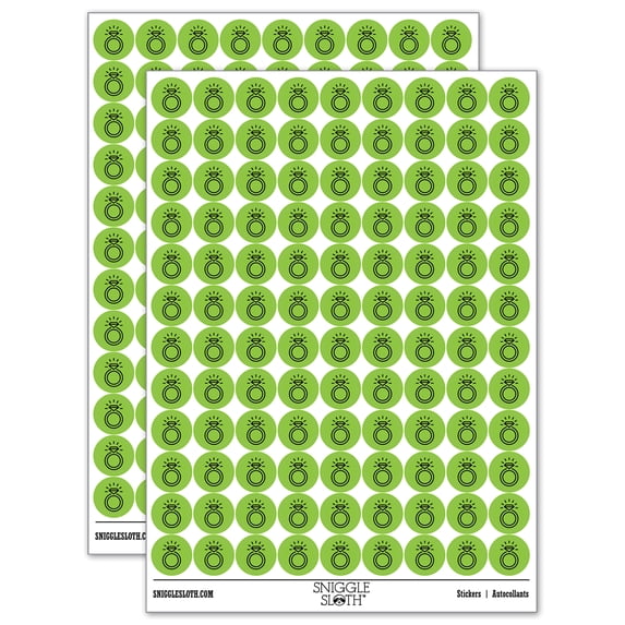 Jewelry Diamond Ring 200+ Round Stickers - Light Green - Matte Finish - 0.50" Size