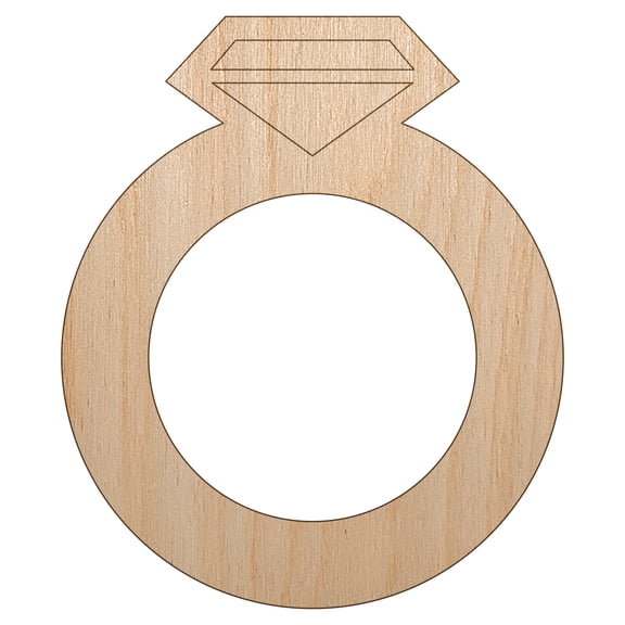 Jewelry Diamond Ring Wood Shape Unfinished Piece Cutout Craft DIY Projects - 4.70 Inch Size - 1/8 Inch Thick