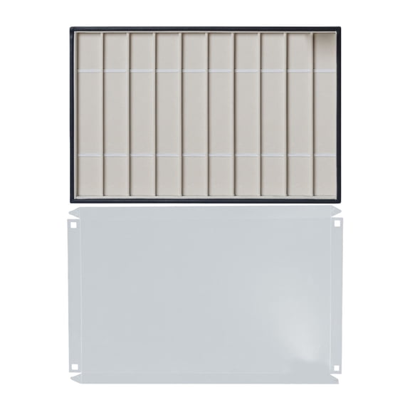 Jewelry Display Organiser Tray 10 Grids Watch Holder PU Leather Storage Box Transparents PVC Lid For Accessories