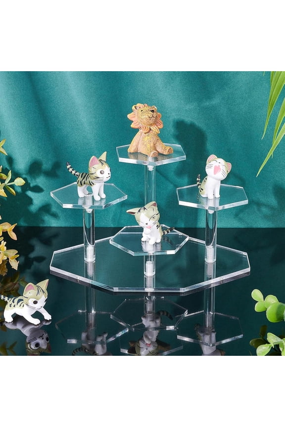 Jewelry Display Risers 4-Tier Acrylic Display Shelf Tiered Perfume Organizer Conutertop Desktop Holder Clear Cupcake Stand for Figures Dessert Cosmetics Products Organization
