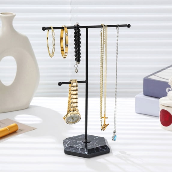 Jewelry Display Stand Jewelry Holder,T-Bar Necklace Display Stand Hanging Pendant Rack for Home Decor and Elegant Accessory for Necklaces Earrings Vanity Tabletop