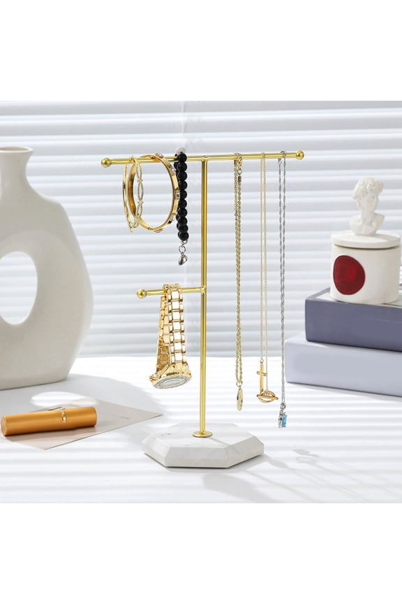 Jewelry Display Stand Jewelry Holder,T-Bar Necklace Display Stand Hanging Pendant Rack for Home Decor and Elegant Accessory for Necklaces Earrings Vanity Tabletop