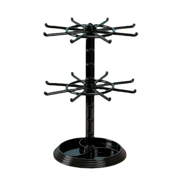 Jewelry Display Stand Multifunctional Rotatable Adjustable Height Double Layer Space-saving Jewelries Storage Clear Earrings Necklace Bracelet Pendant Storage Rack