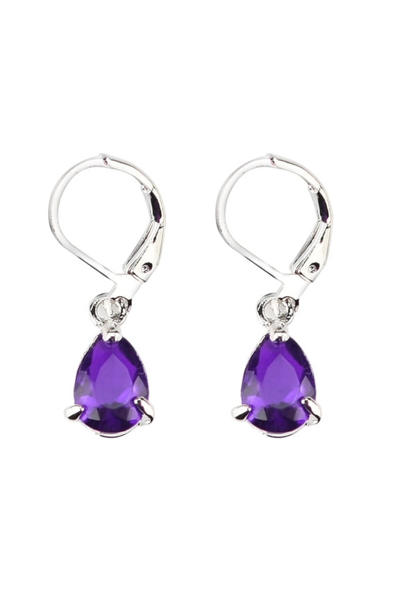 Jewelry Drop 925 Amethyst Silver Wedding Dangle Earrings Cut Jewelry Charming Earrings Earrings for Women Alloy