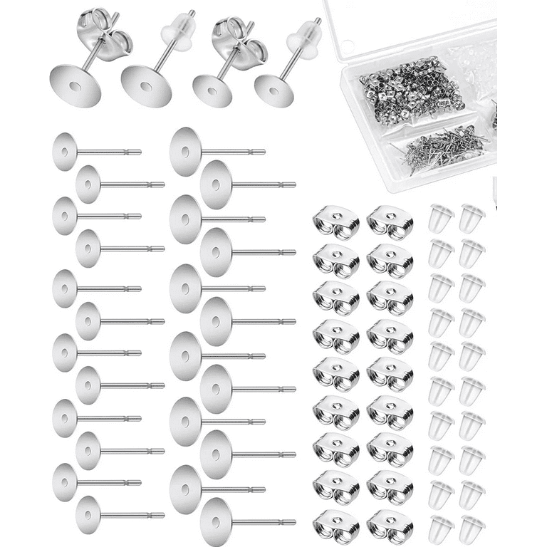 Jewelry Earring Posts, 600pcs Stainless Steel Earring Posts Blanks  Hypoallergenic Earring Posts and Back with Rubber Earring Backs for Jewelry  Making Supplies Earring Findings 