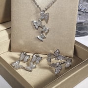 Jewelry Fashion Four Butterflies with Diamond Collarbone Chain, Popular Copper Zircon Jewelry