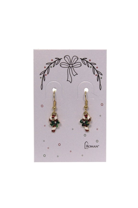 Festive Christmas Earring Metal Santa Hat Candycane 13739 Candycane