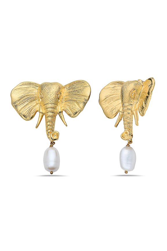 Women Designer Elephant Pearl Earring Fashion Animal Jewelry Gift