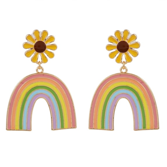 Jewelry Fiesta Women Fashion Rainbow Sunflower Enamel Dangle Multi Earring Gift