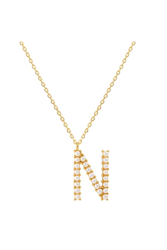 Women Letter 'N' Pendant Necklace Pearl Designer Jewelry Gifts