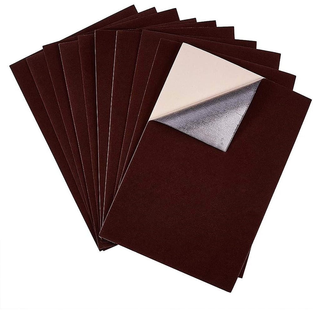 Jewelry Flocking Cloth Polyester Self-adhesive Fabric Rectangle Saddle Brown 29.5x20x0.07cm