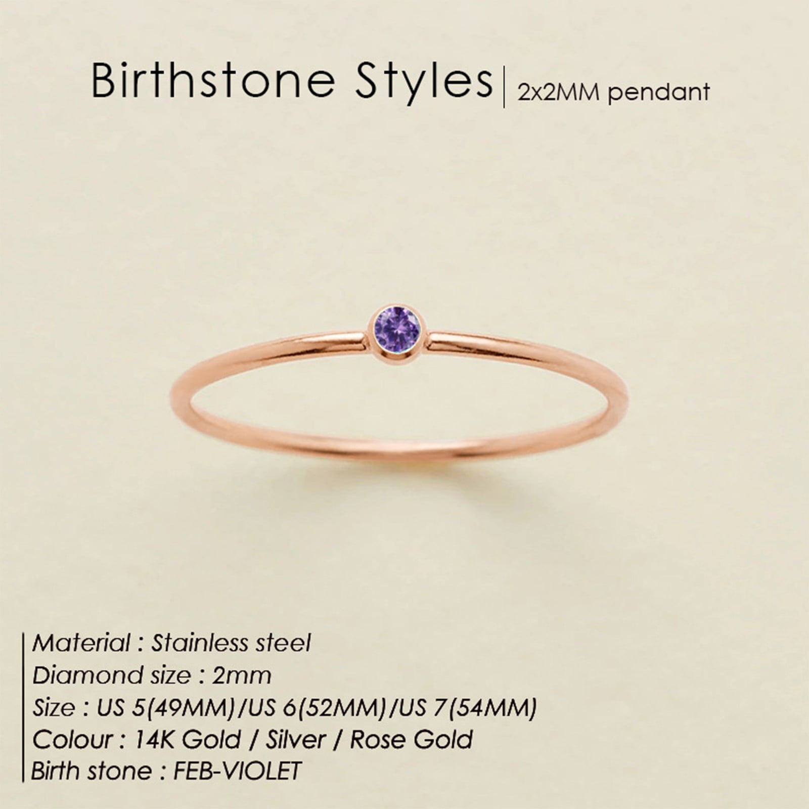 14K Gold Plated Birthstone Ring For Women - Dainty Baguette CZ Emerald Green Gemstone, Stackable, Non-Tarnish, Sizes 6-10