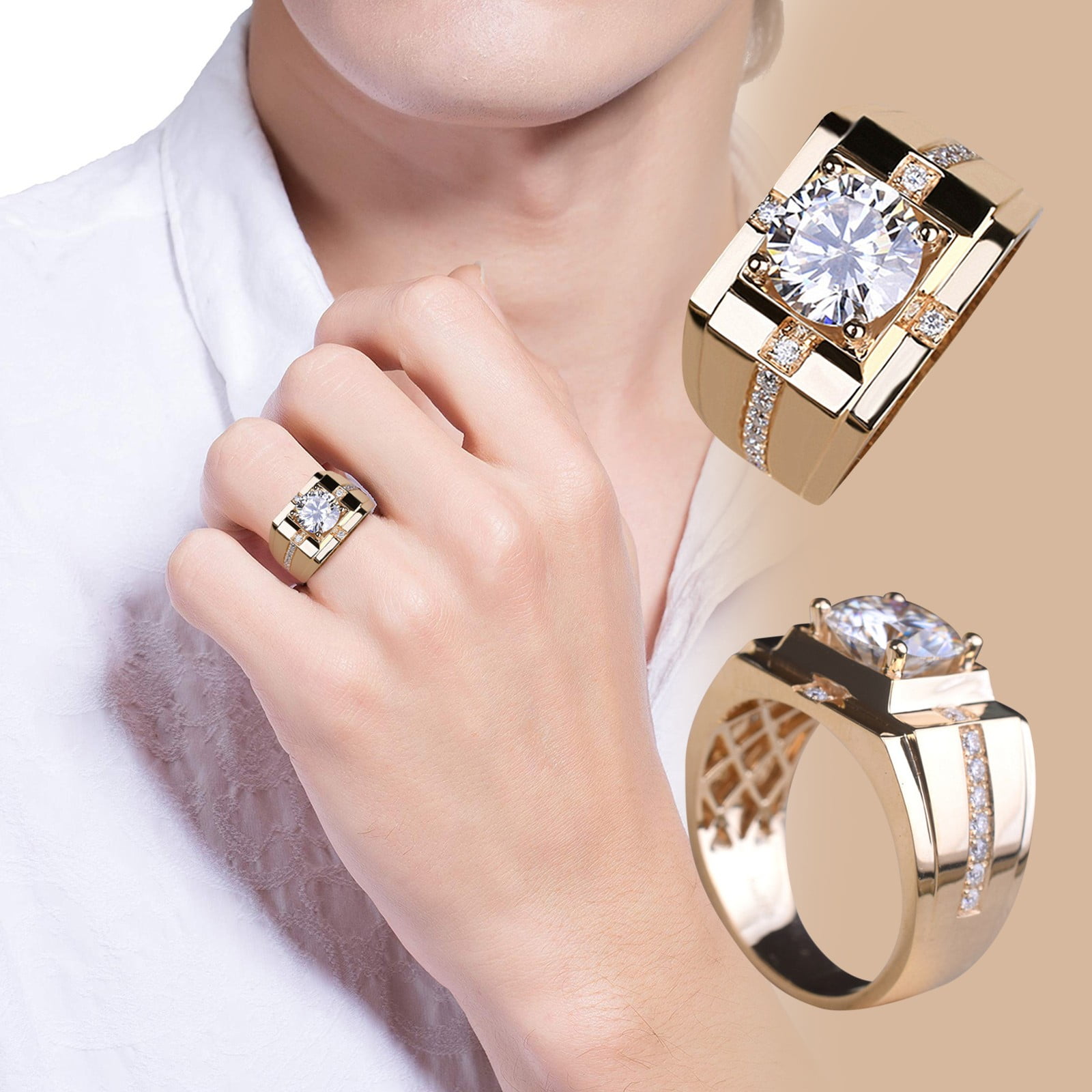 Blue Diamond Solitaire Mens Ring, Mens Wedding Ring, Engagement Ring, 14K  White Gold Handmade 0.70 Carat - Etsy