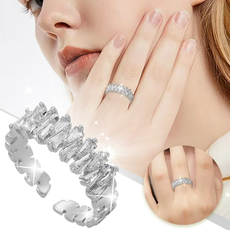 Simple Four Rows of Crystal Rings for Women Engagement Party