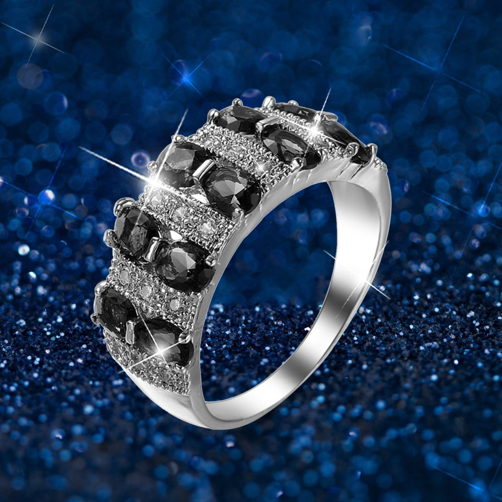 14k Rose Gold Plated Women Wedding Rings Luxury Cubic Zirconia Jewelry Size  6-10
