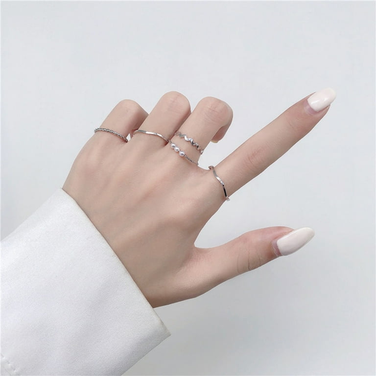 Jewelry For Women Rings Simple Love Ring Female Personality Metal Geometric Heart Shape Index Finger Ring Cute Ring Pack Trendy Jewelry Gift for Her
