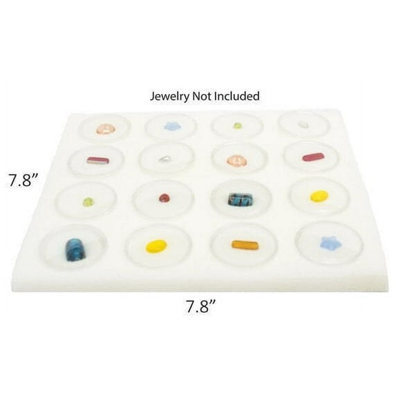 Novel Box White Tray Foam Sheet 7.8X7.8X0.75 with 16 Gem Jars - Jewelry Display Trays