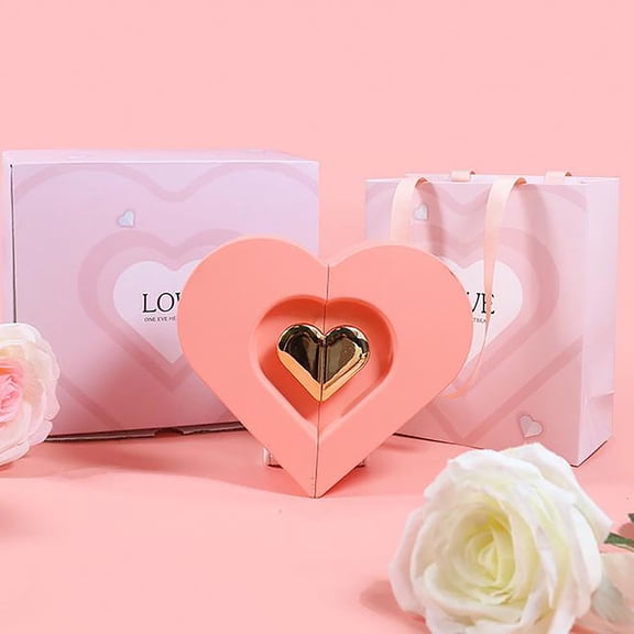 Jewelry Gift Box under $5! Kadlawus Valentine's Day Double Opening Jewelry Gift Box, Heart Shaped Ring Earring Necklace Packaging Box, Empty Box for Gift Presentation, Romantic Gift Packaging