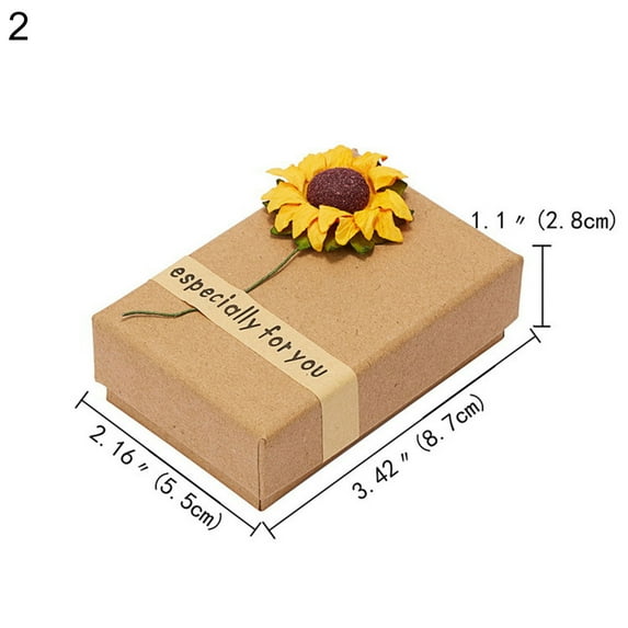 Jewelry Gift Box, Rose Sunflower Design Small Kraft Paper Box for Rings Pendants Earrings Necklaces - Ideal for Christmas Holiday Anniversary Wedding Birthday