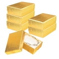 thumbnail image 1 of Prestige & Fancy Luxury Gold Jewelry Boxes, Cotton-Filled Cardboard Gift Boxes with Lids for Bracelets, Necklaces, and Small Accessories, 3.05 x 2.10 x 1 in, 6-Pack, 1 of 5