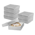thumbnail image 1 of Prestige & Fancy Luxury Silver Jewelry Boxes, Cotton-Filled Cardboard Gift Boxes with Lids for Bracelets, Earrings, and Small Accessories, 3.5 x 3.5 x 1 in, 6-Pack, 1 of 8