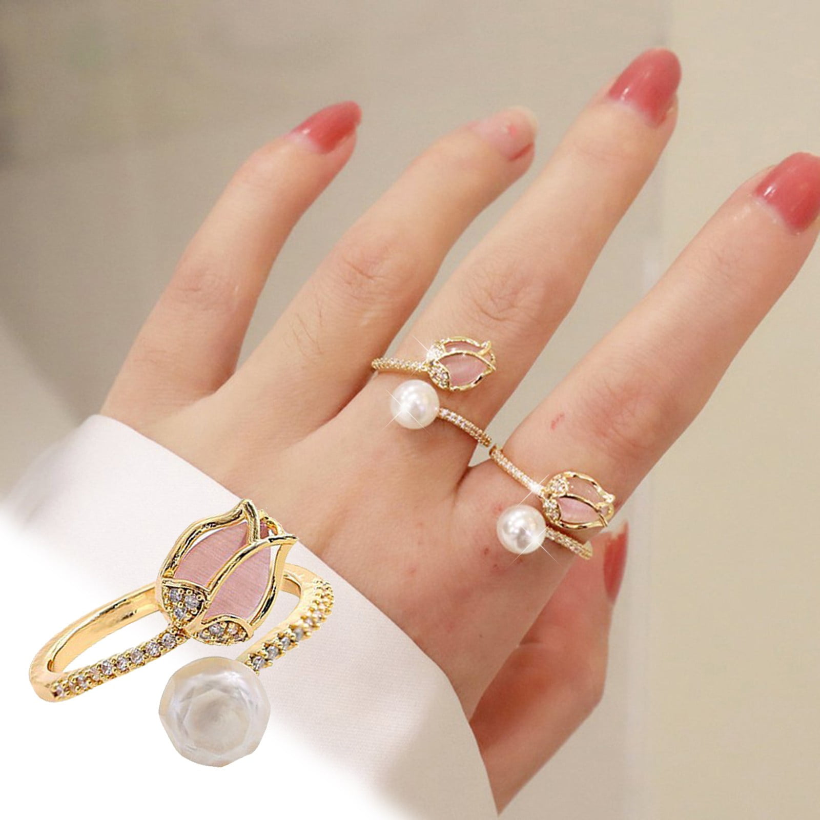 Ladies pearl rings outlet