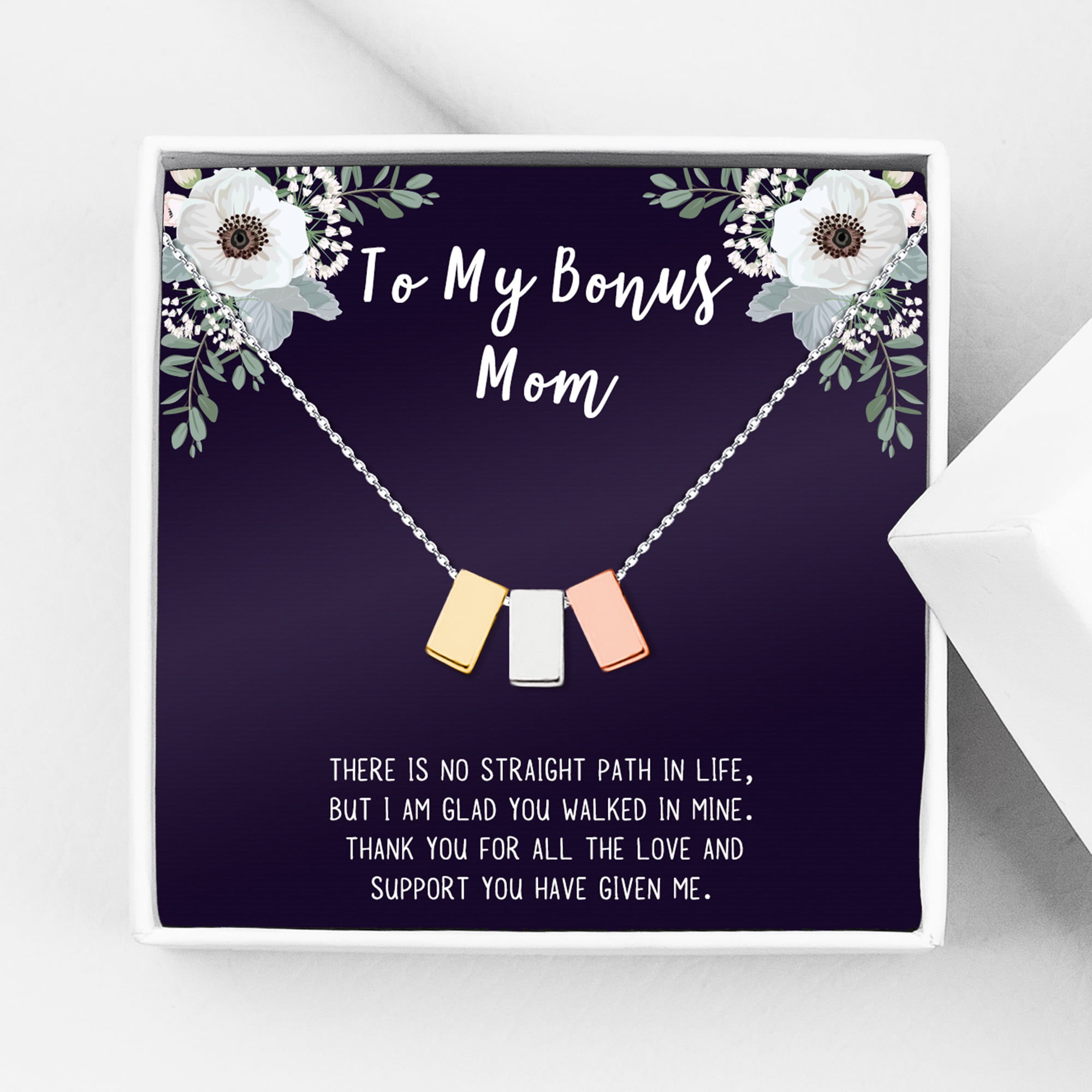 Jewelry Gift for Mother's Day, Card and Necklace Gift for Step Mom, Cube Necklace for Mother's Day, Jewelry for Step Mom Mother's Day Gift [Multi-Color Cube, No-Personalized Card]