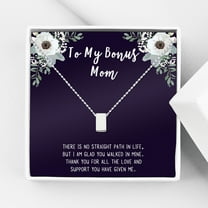 Jewelry Gift for Mother's Day, Card and Necklace Gift for Step Mom, Cube Necklace for Mother's Day, Jewelry for Step Mom Mother's Day Gift [Silver, No-Personalized Card]