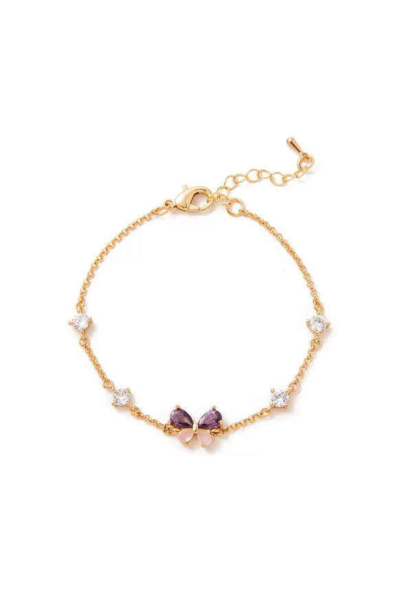 Jewelry Gift for Women, Girls, Teenagers, Daughters, Girlfriends, Wives, Moms, and Other Adults Gold-Plated Heart-Shaped Cubic Zirconia Bracelet, A Birthday Gift Choice