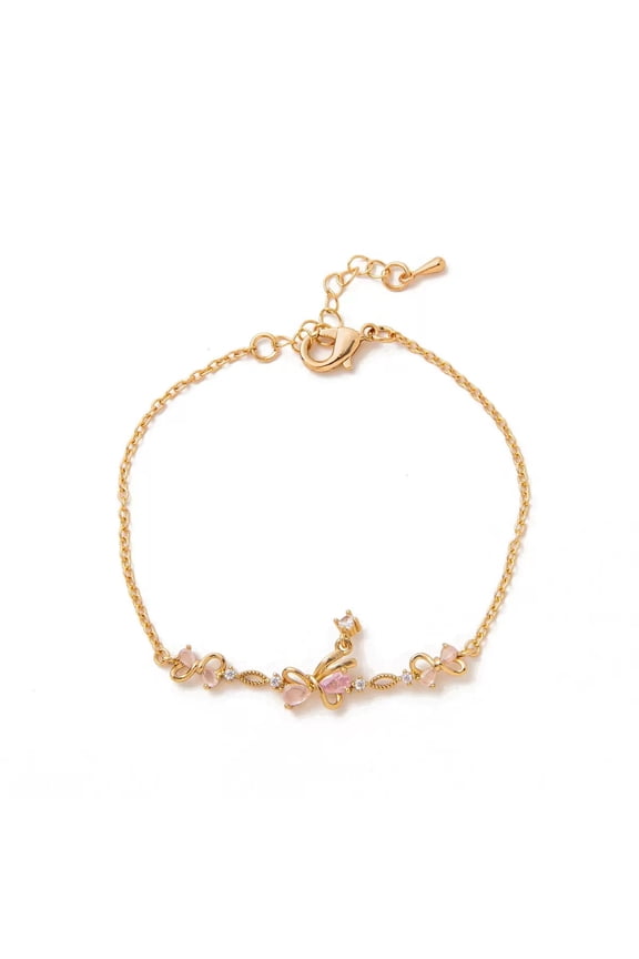 Jewelry Gift for Women, Girls, Teenagers, Daughters, Girlfriends, Wives, Moms, and Other Adults – Gold-Plated Heart-Shaped Cubic Zirconia Bracelet, A Birthday Gift Choice