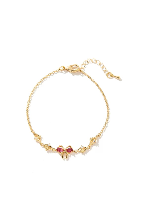 Jewelry Gift for Women, Girls, Teenagers, Daughters, Girlfriends, Wives, Moms, and Other Adults – Gold-Plated Heart-Shaped Cubic Zirconia Bracelet, A Birthday Gift Choice