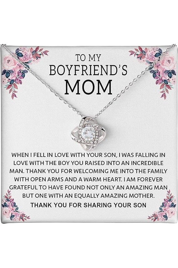 Jewelry Gift for Women, Love Knot Necklace, Sentimental Birthday Christmas Gifts for Boyfriend's Mom, To My Future Mother In Law Necklace with Message Card and Gift Box