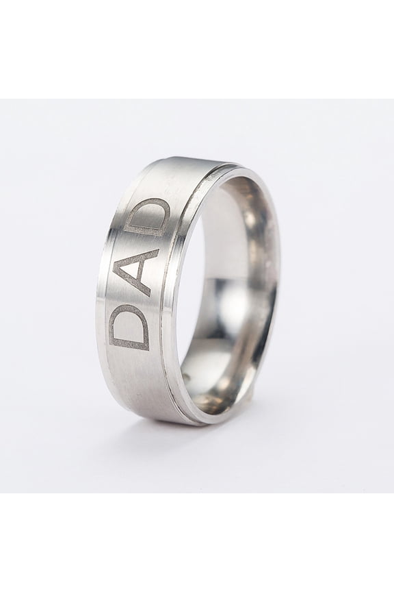 Jewelry Gifts for Him Feledorashia Rings for Men Father's Day Gifts Fashion Letter DAD Ring Men's Titanium Steel Ring Jewelry Ring 1pc