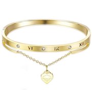 HESHPAWS Jewelry Gifts for Women and Girls 18K Gold Synthetic Crystal Diamond Bracelet, Roman Numeral Love Bracelet