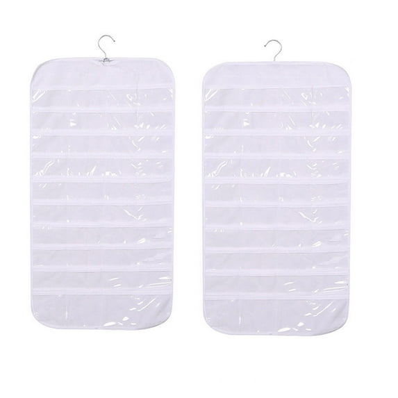 Jewelry Hanging Organizer Non Woven Fabric 80 Pocket 85x43cm Transparent Window Double Sided Storage for Necklace Earrings Rings Closet Door Bedroom Bathroom Space Saving