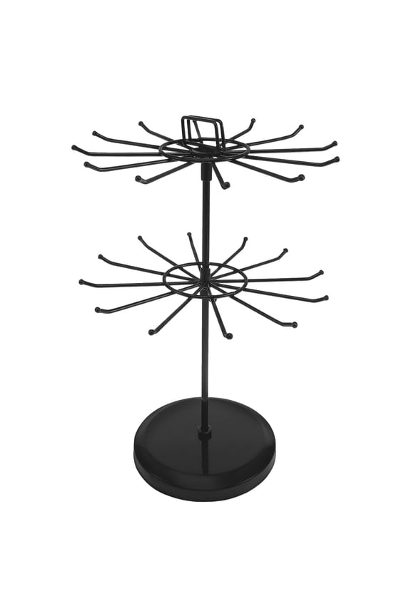 Jewelry Holder 2 Layer Jewelry Organizer 360° Rotating Necklace Holder Large Capacity Bracelet Hanger with 24 Hooks Stable Jewelry Stand Practical Jewelry Holder Organizer for Women