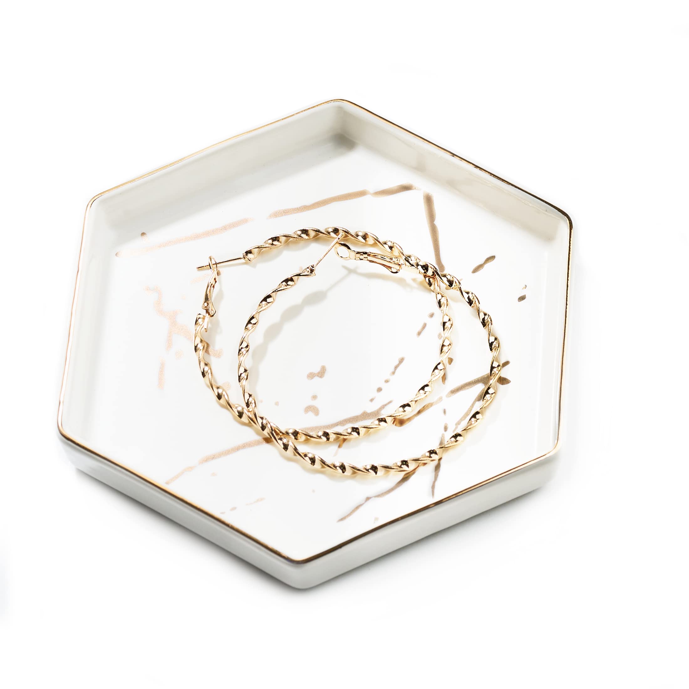 Jewelry Holder Ceramic Jewelry Organizer Tray Trinket Dish, 4.5 Inches