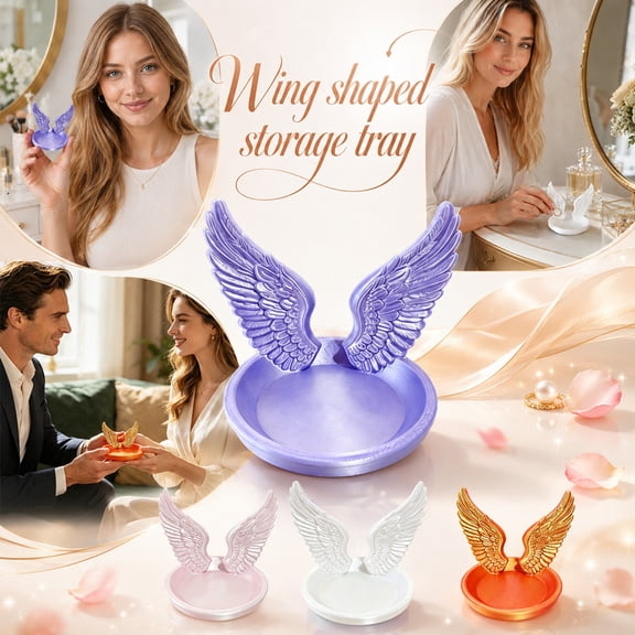Jewelry Holder Dish 3X3 Inch Wing Jewelry Dish Tray Ring Holder Display Pink Home Decor Aesthetic Entryway Table Decor Small Jewelry Tray for Women 1 Pack