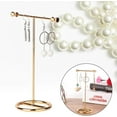 thumbnail image 1 of Jewelry Holder, Jewelry Stand, Gold Simple Aluminium Alloy T-Shaped Jewelry Rack with Round Base is Easy Access to Your Accessories or Acts as A Vintage Decor to Adding Fun Style to Your Home, 1 of 7