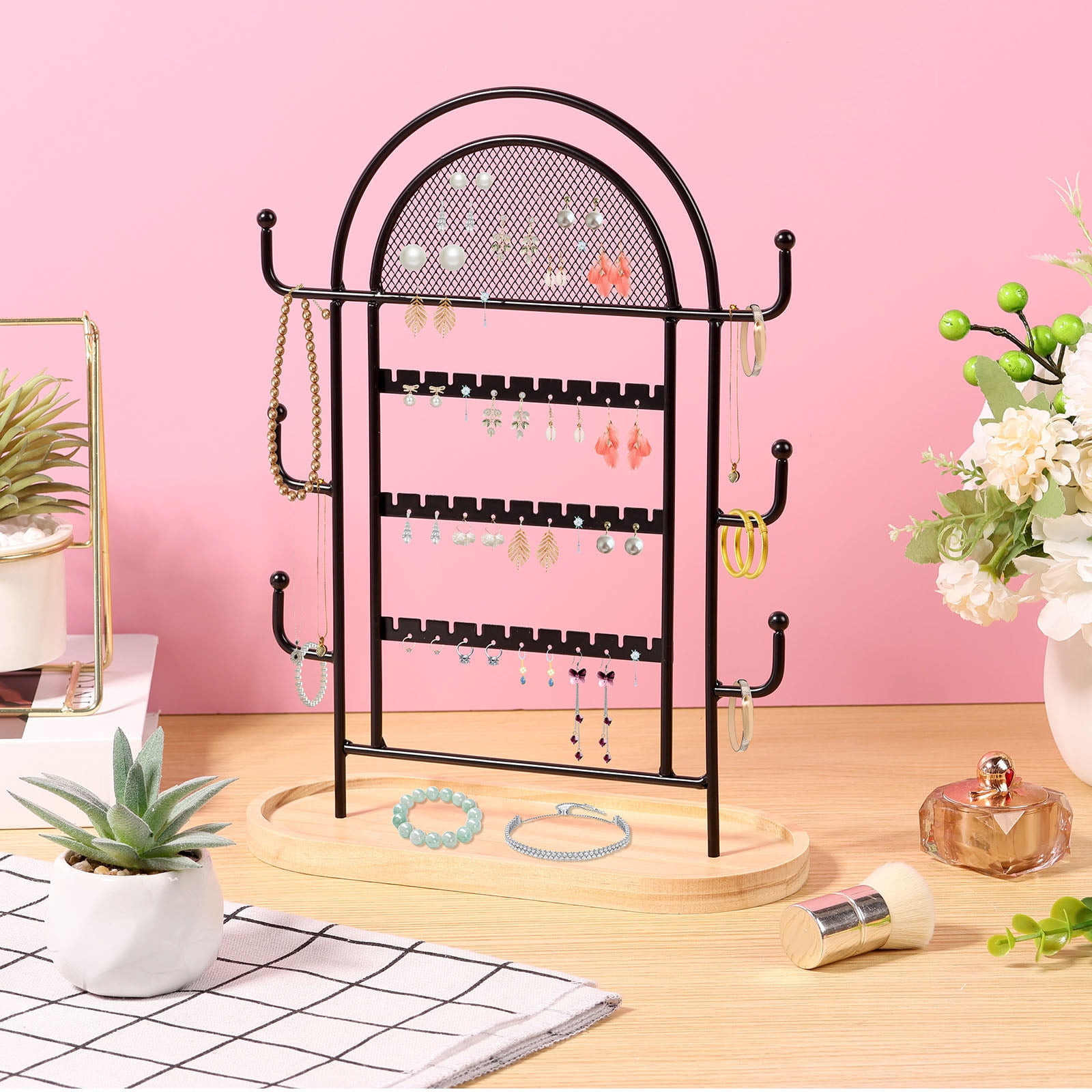 Jewelry Holder Organizer 3 Tiers Earring Holder Rack Space Saving ...