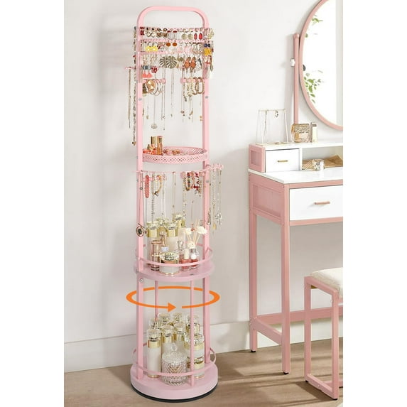 Jewelry Holder Organizer, Floor Jewelry with Earring Necklace Holder, Rotating Jewelry Stand Necklace Display Earring Storage, Large Hanging Jewelry Tree for Jewlery Bracelet Ring C104