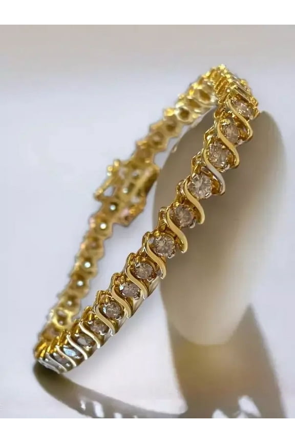 5 Ct Round Cut Simulated Diamond Women's Tennis Bracelet in 14K Yellow Gold Plated