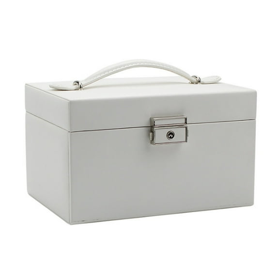 Jewelry Jewelry Organizer 3-layer Large Capacity Jewelry Box Earrings Necklace Rings Holder With Makeup Mirror And Lock Case PU Leather Jewelry Drawer