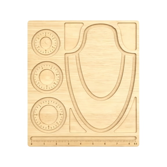 Jewelry Layout Tray With Compartments for Bead Sorting, Wooden Board for and Necklace Making Projects