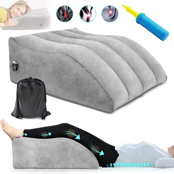 Jewelry Leg Elevation Pillows, Inflatable Wedge Pillows for Sleeping, Legs Reduce Swelling, Blood Improve Circulation, Back Pain Relief, After Surgery, Foot Lift Rest, Pregnant, Gray