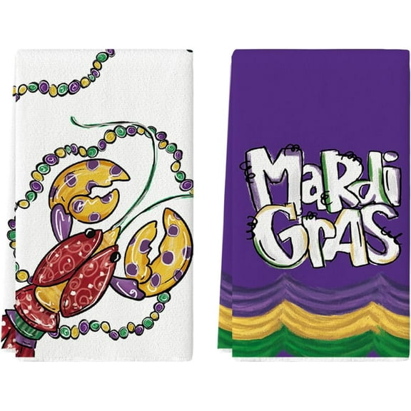 Jewelry Lobster Mardi Gras Kitchen Towels Dish Towels, 18x26 Inch Farmhouse Decoration Hand Towels Set of 2