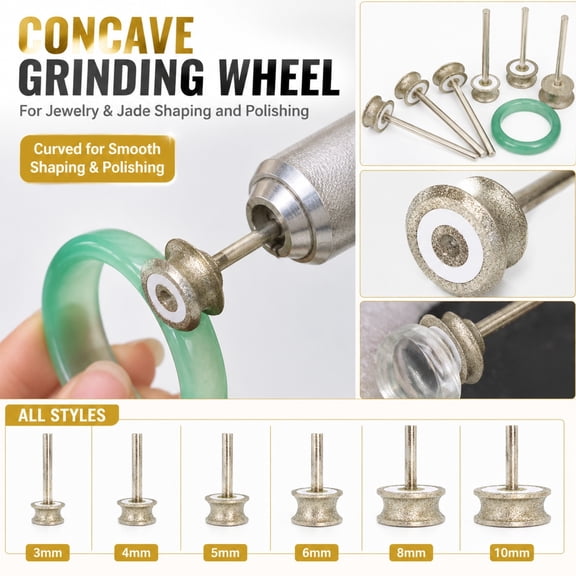 Jewelry Making Abrasive Tool, 4Mm Concave Grooved Grinding Wheel for Ring Processing, Jade Bracelet Forming Rounding Polishing Wheel, Bench Grinder Attachment for Curved Edge