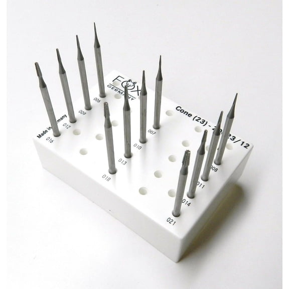 Jewelry Making Burs Fig 23 Cone Tapered Cross-Cut Jewelers Bur 12 Pc Set 006-021