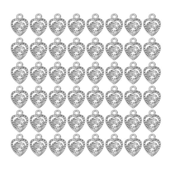 Jewelry Making Charm, 100 Pack Diamond Heart Pendants Bling Crystal Charm for DIY Necklace Bracelet, Silver